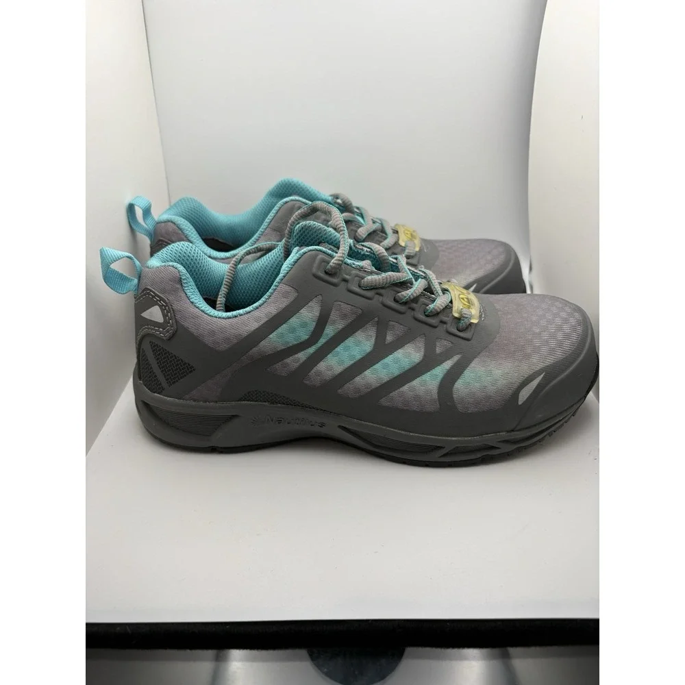 Nautilus Steel Toe Mens Work Shoes N2485W Gray Teal Safety Toe Sneakers 6M